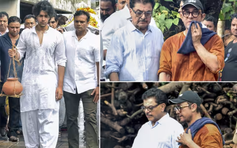 ప్రదీప్ రావత్ అంత్యక్రియలకు హాజరైన అమీర్ ఖాన్..(ఫొటోలు)