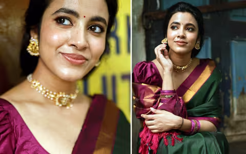 పట్టు చీరలో పరవశింపజేసిన అందాల భామ.. (ఫొటోలు)
