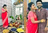 ఆఖరి శ్రావణ శుక్రవారం పూజ : నిండు గర్భిణి సోనియా ఆకుల (ఫొటోలు)