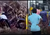 కాలేజీ బస్సును ఢీ కొట్టిన రైలు.. 15 మందికి గాయాలు