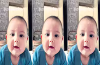 video of an adorable baby has garnered over 35 million views on social media - Sakshi