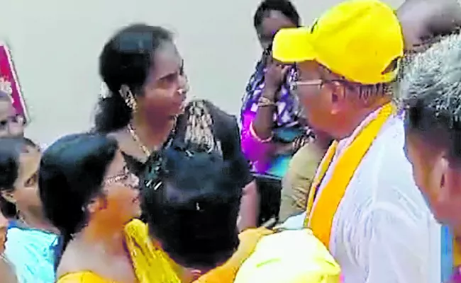 TDP leader Gorantla Butchaiah Chaudhary fires on a  women