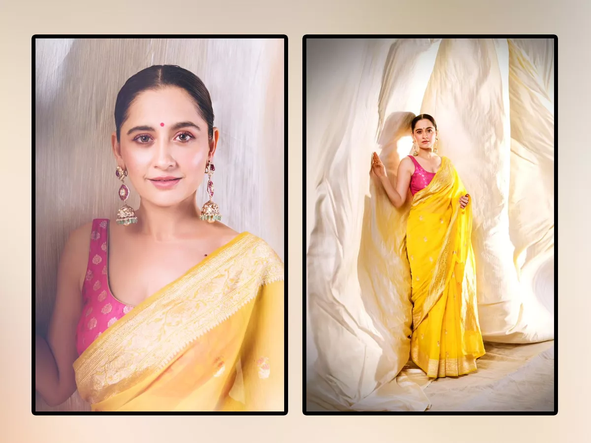 Heeramandi Heroine Sanjeeda Sheikh Looks Amazing In Yellow Saree Photos
